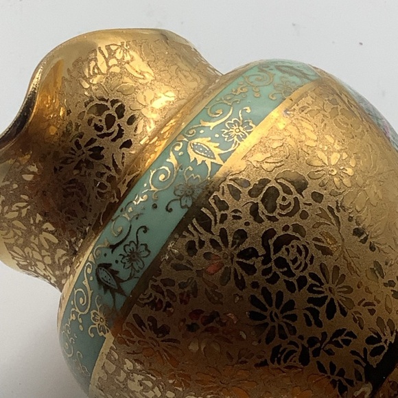 Vintage Le Mieux 24k Gold Hand Decorated Footed Cream Pitcher - Picture 9 of 14